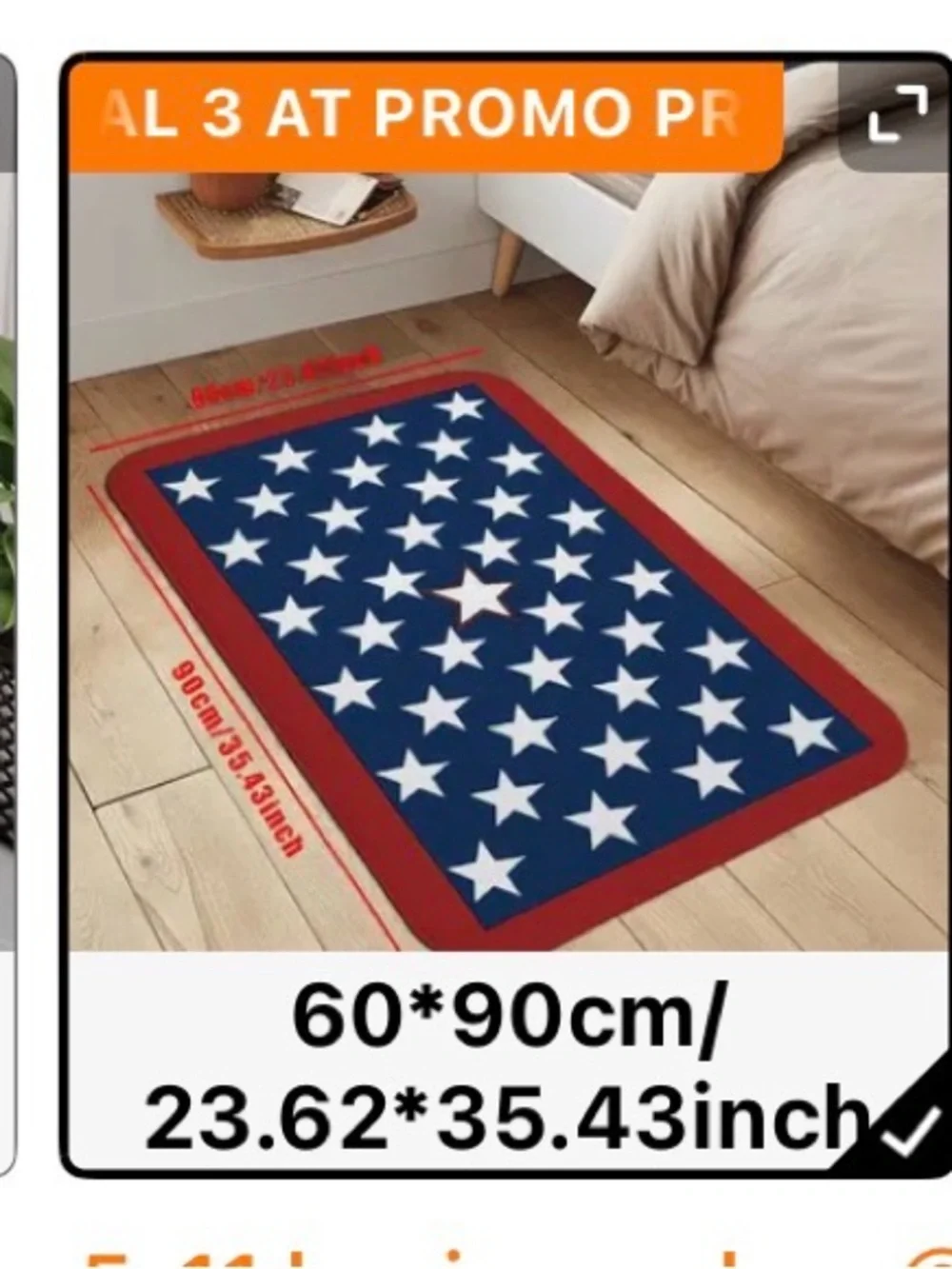 Patriotic Star Doormat - Navy, White & Red
